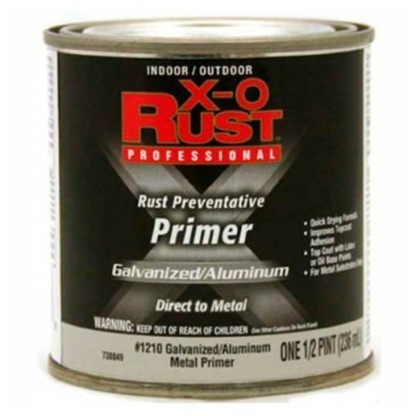 X-O Rust Anti-Rust Enamel, Galvanized & Aluminum Primer, White, 1/2 Pint -, General Paint, Mfr#: 738849